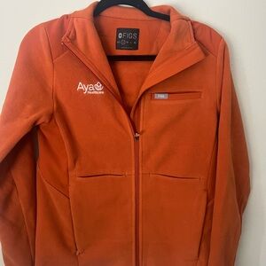 Figs Vibrant Orange Fleece Jacket